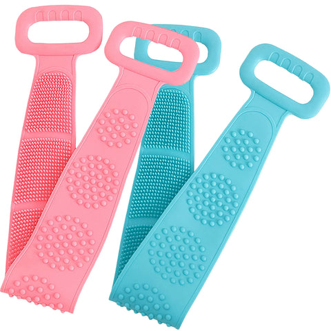 Pack of 2 Silicone Body Wash, Body Scrubber Belt With Double Side Shower Belt Back Scrubber Silicone Bath And Body Shower Brush Bath Scrubber Ultra Soft Silicone Bath & Shower Brush Silicone Body Brush Massage Bath Brush Shower Scrubber