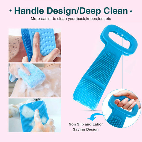 Pack of 2 Silicone Body Wash, Body Scrubber Belt With Double Side Shower Belt Back Scrubber Silicone Bath And Body Shower Brush Bath Scrubber Ultra Soft Silicone Bath & Shower Brush Silicone Body Brush Massage Bath Brush Shower Scrubber